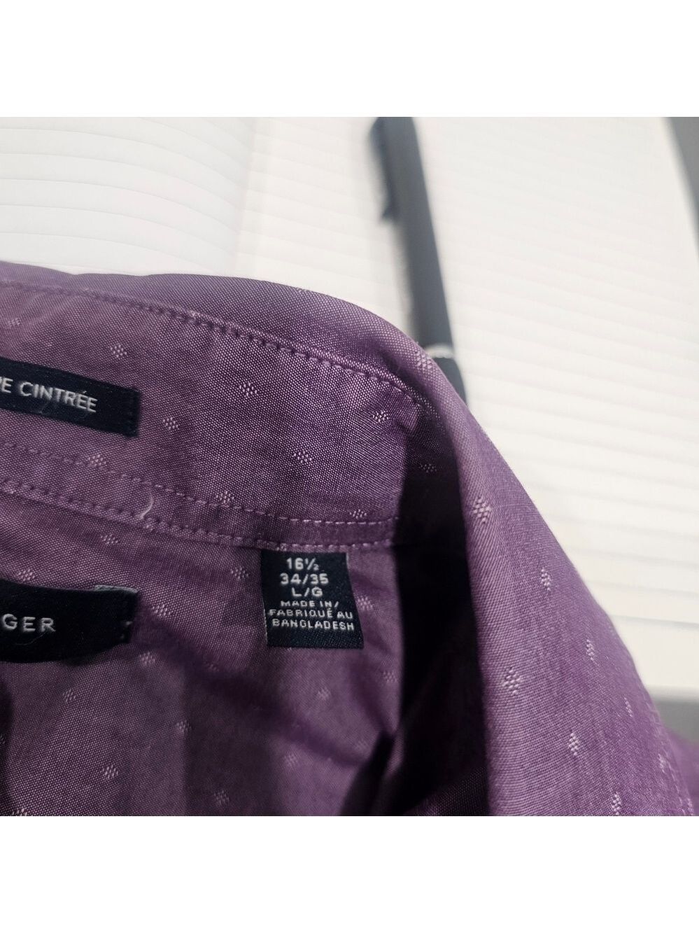 Tommy Hilfiger Slim Fit Dress Shirt | Soft Plum | Like New Sz 16 Neck Arm 24 - Picture 8 of 10